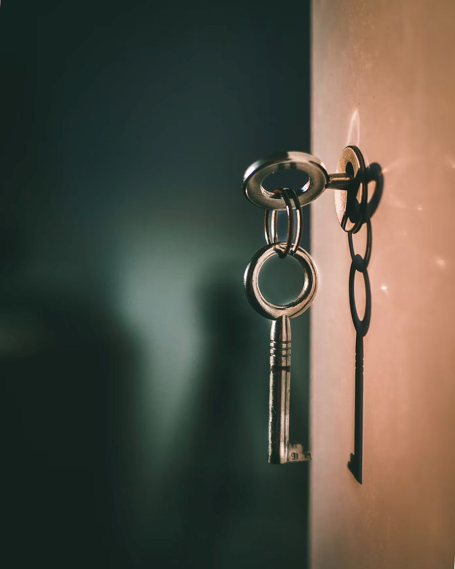 Photo of a key in the lock